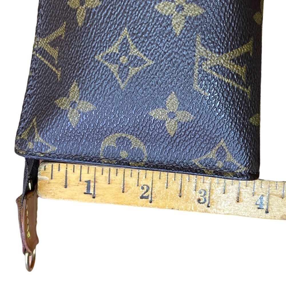 Louis Vuitton Classic Monogram zippered Pochette logo leather tan brass loop - Picture 2 of 12